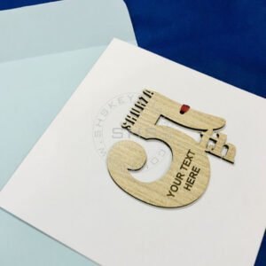 Personalized Anniversary Date Greeting Card – Custom Wooden Number Design