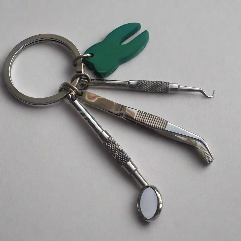 Hygienist-Dental-Keychain-real-miniatures-stainless-steel - Pikku Gifts
