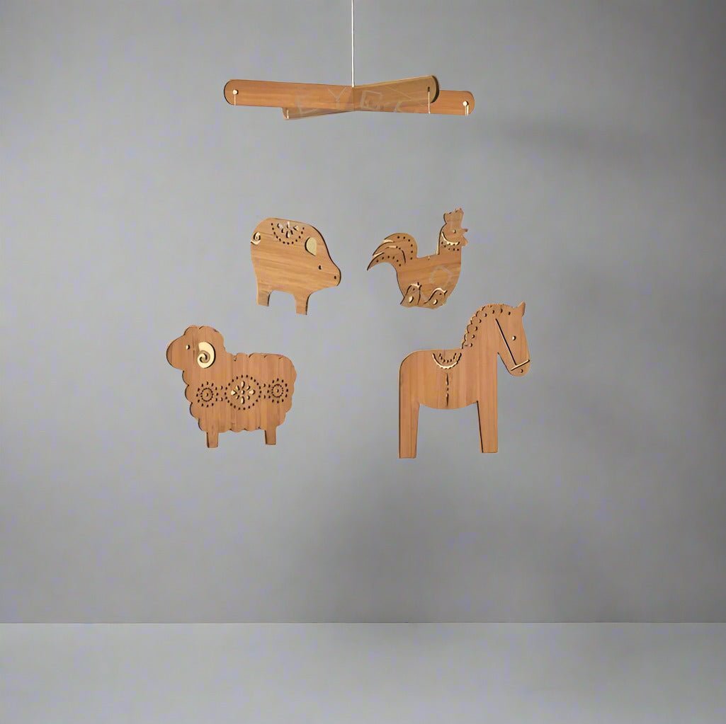 Laser-cut-wooden-Animal-chimes-for-kids-room - Pikku Gifts