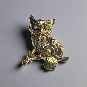 Antique Finish Owl Brooch – Decorative Lapel Pin