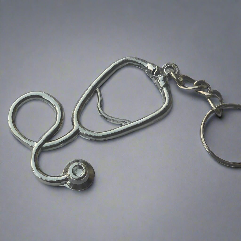 Stethoscope-Keychain-Silver - Pikku Gifts