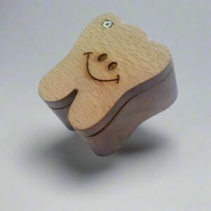 Tooth Shaped Wooden Tooth Fairy Box – Laser Engraved Smile Keepsake for Kids