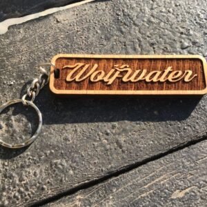 Customized Wooden Brand Name Promotional Keychain – Reverse Engraved Rectangle
