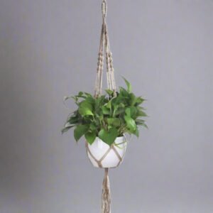 Handmade Natural Jute Macramé Plant Holder – 4 ft Single Hanging Planter