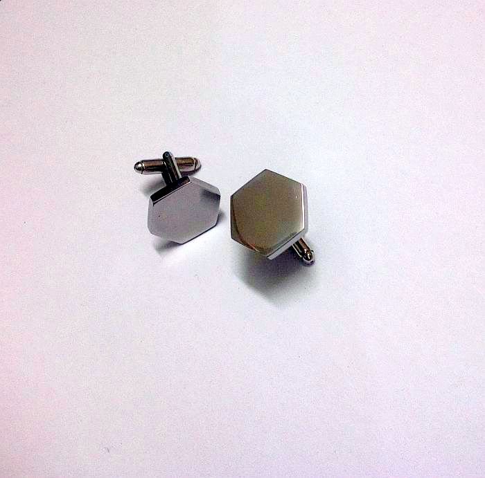 Customized Name Photo Octagonal Stainless Steel Cufflinks2 - Pikku Gifts