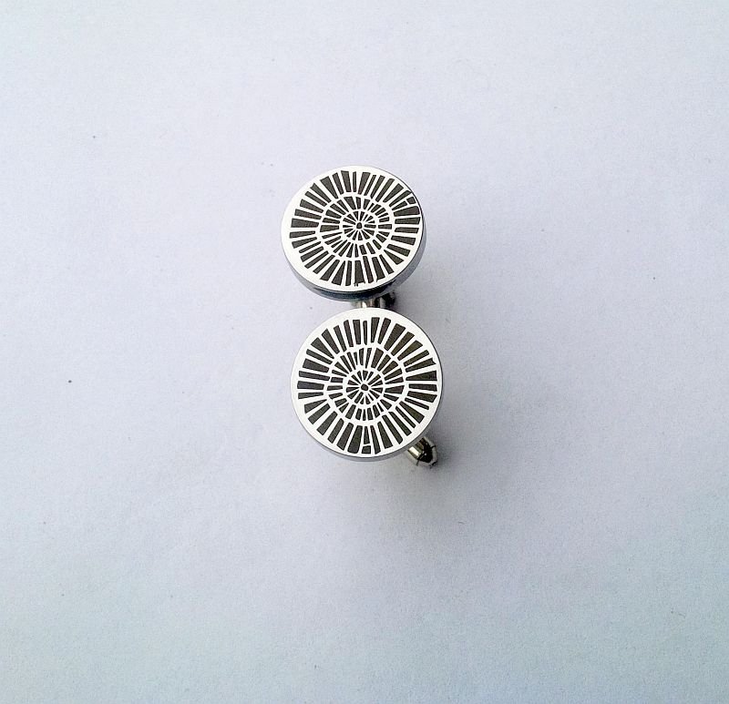 Customized Name or Logo Round Stainless Steel Cufflinks1 - Pikku Gifts