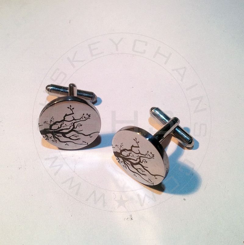Customized Name or Logo Round Stainless Steel Cufflinks2 - Pikku Gifts
