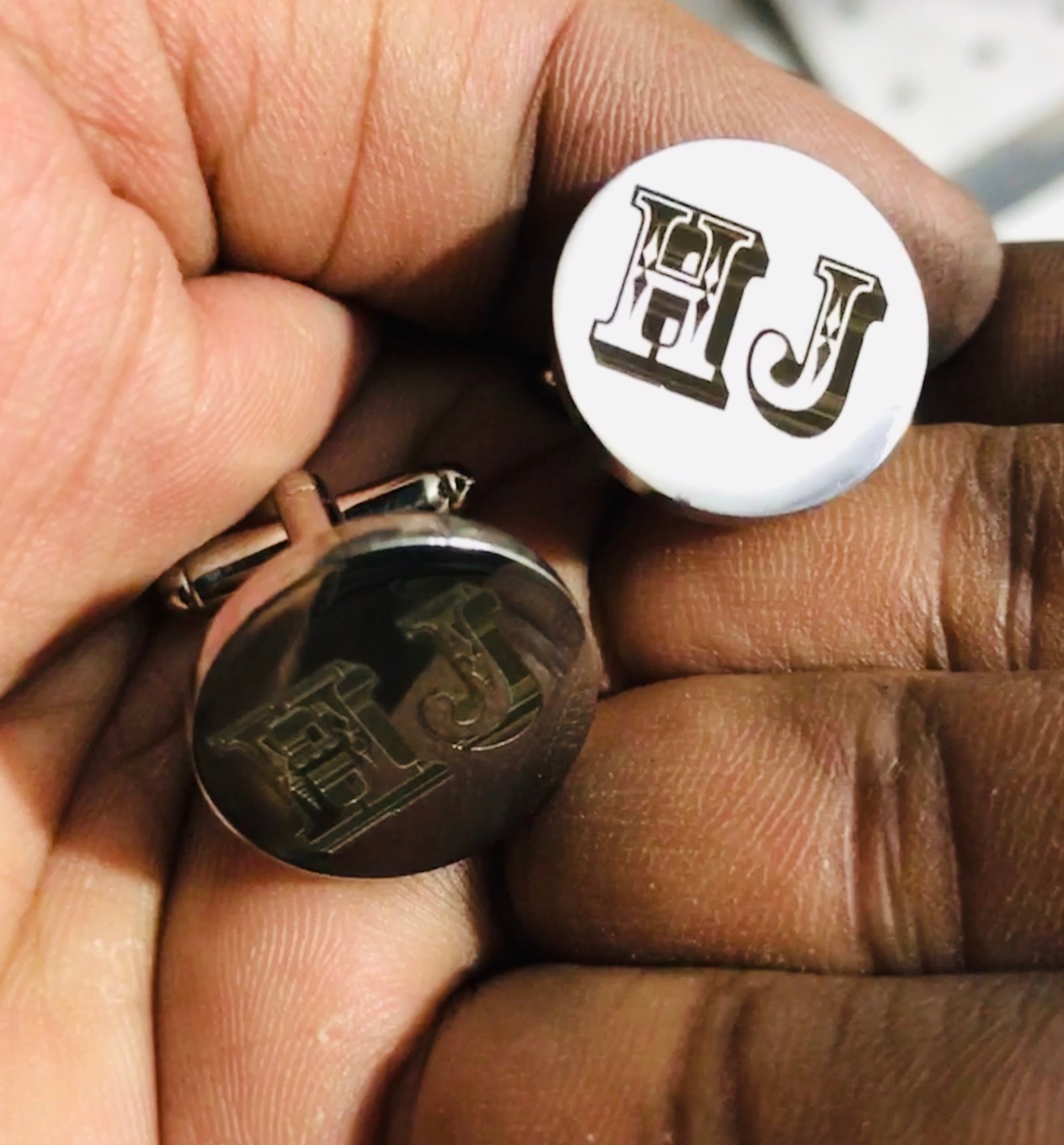 Customized Name or Logo Round Stainless Steel Cufflinks3 - Pikku Gifts