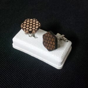Honeycomb Pattern Wooden Cufflinks - Pikku Gifts