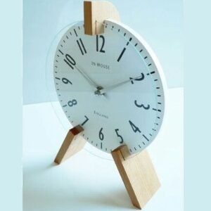 Modern Wooden Stand Desk Clock with Glass Front
