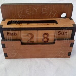 Large Wooden Perpetual Desk Calendar – Month, Day & Date Display (Customizable)