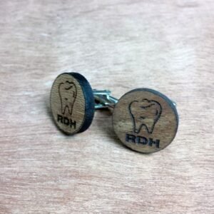 Laser Engraved Wooden Dental Cufflinks – Tooth Design Wooden Cufflinks for Dentists