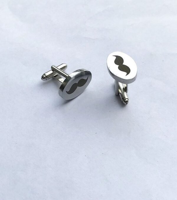 Mustache Engraved Round Cufflinks-oval - Pikku Gifts