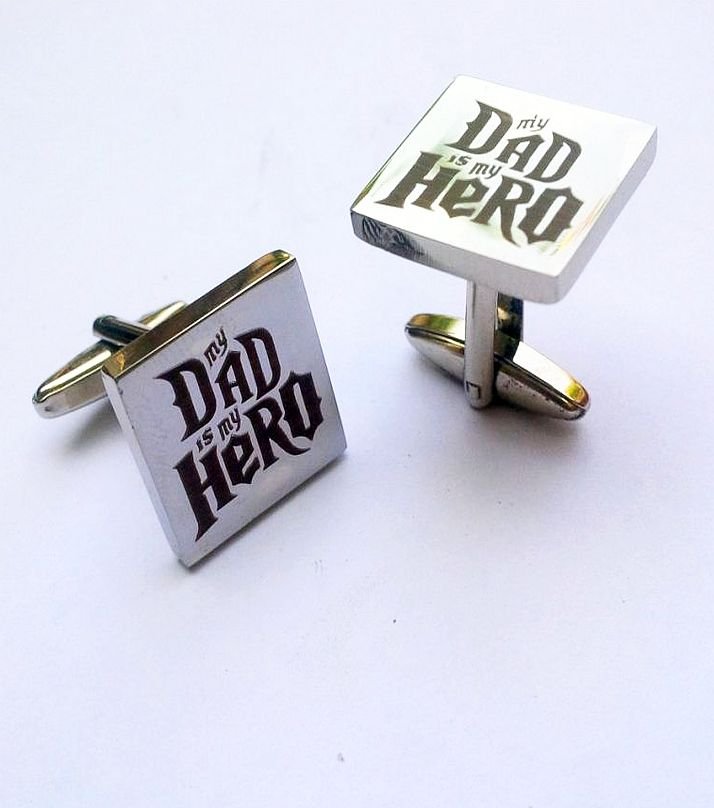 My Dad Is My Hero Engraved Square Cufflinks Stainless Steel Personalized Gift1 - Pikku Gifts