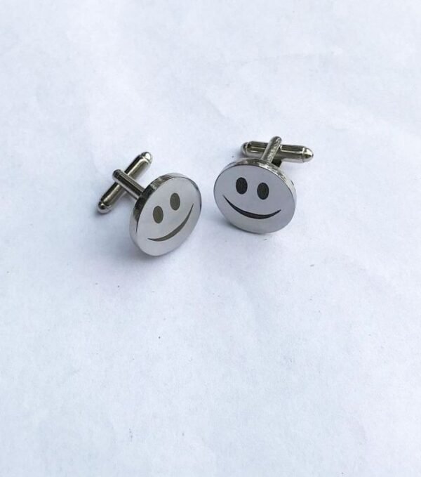 Smiley Face Round Cufflinks1 - Pikku Gifts