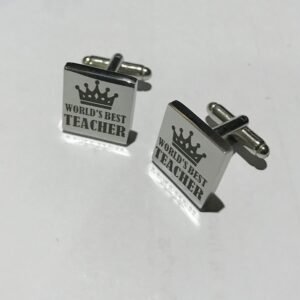 Worlds Best Teacher Engraved Square Cufflinks-2 - Pikku Gifts