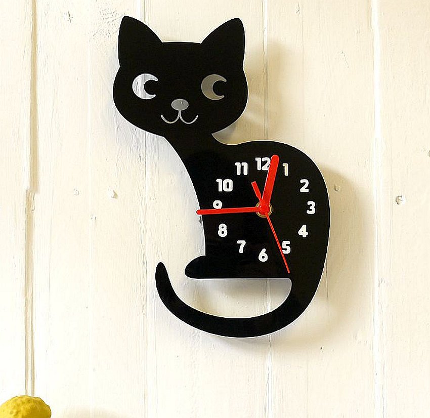 cat clock - Pikku Gifts