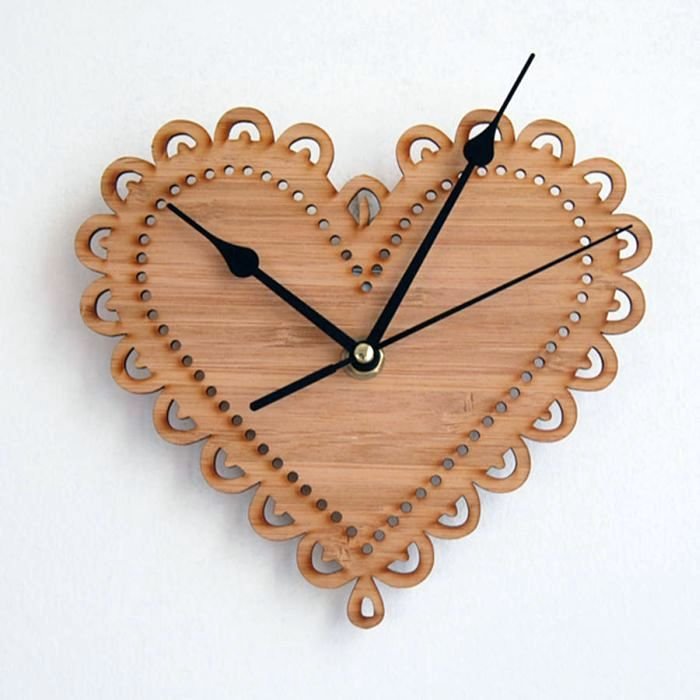 heart shaped plywood clock - Pikku Gifts